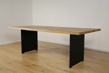 Baumkante Esstisch aus massiver Eiche 220 × 100 cm | 40 mm | Massivstahl-Gestell – Produktansicht 4